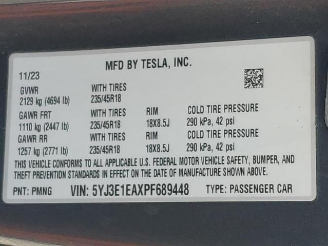 2023 TESLA MODEL 3 - 5YJ3E1EAXPF689448