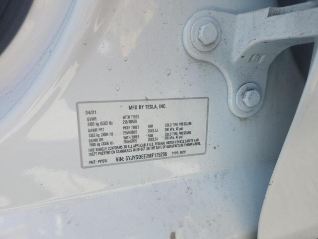 2021 TESLA MODEL Y - 5YJYGDEE2MF175206