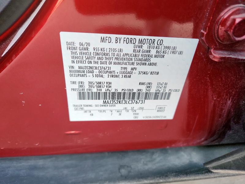 2020 FORD ECOSPORT T MAJ3S2KE3LC376731