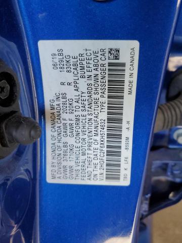 2019 HONDA CIVIC LX 2HGFC2F6XKH574632