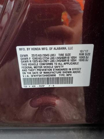 2017 HONDA PILOT EXLN - 5FNYF5H73HB039890