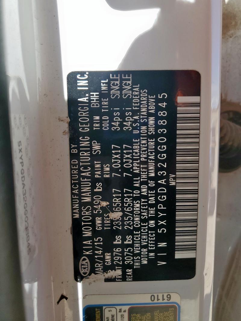 2016 KIA SORENTO LX 5XYPGDA32GG038845