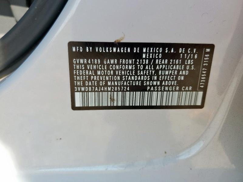 2017 VOLKSWAGEN JETTA SE - 3VWDB7AJ4HM285724