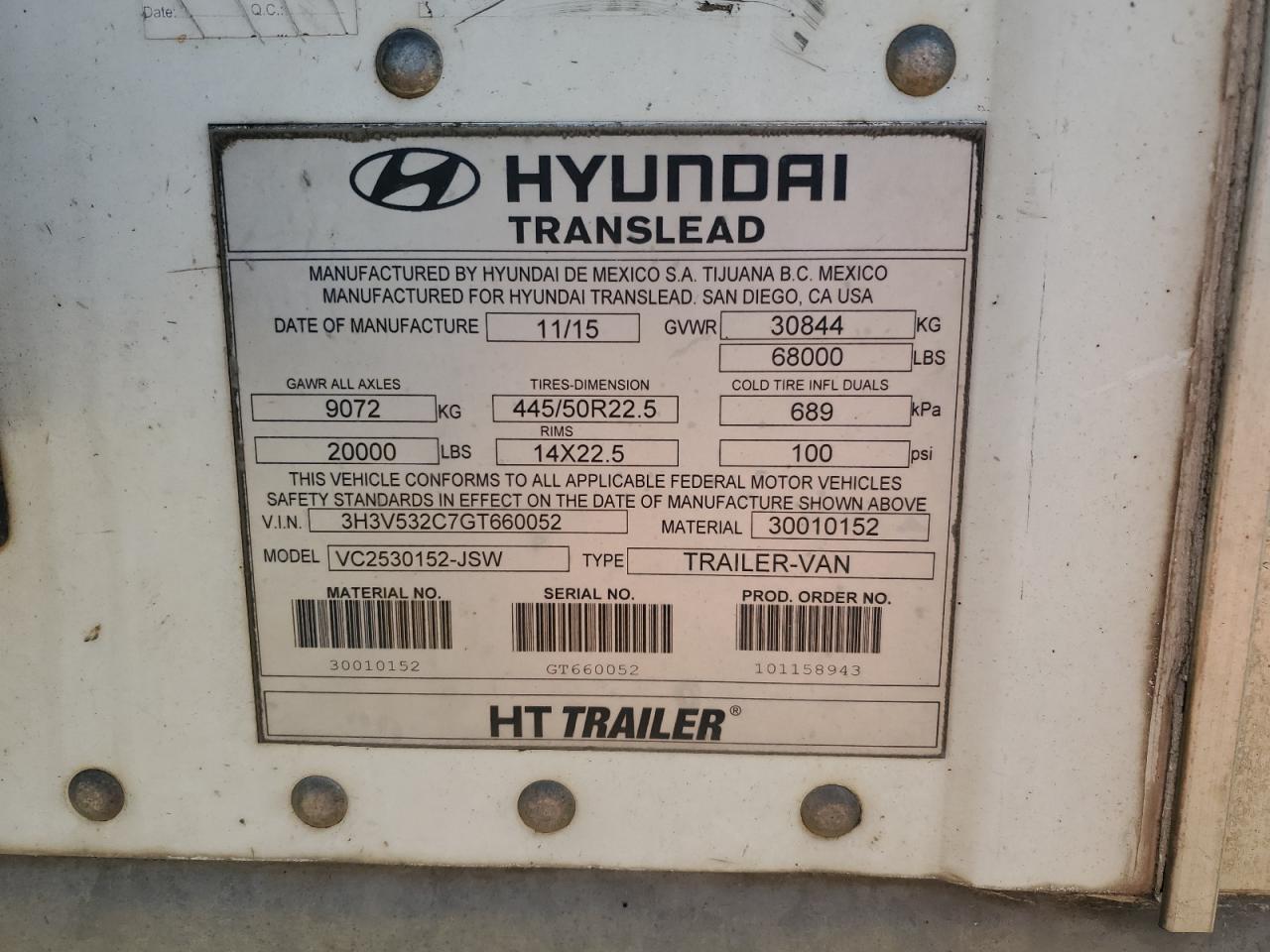Lot #3301986416 2016 HYUNDAI TRAILER