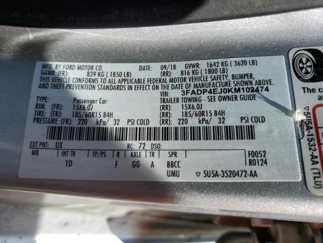 2019 FORD FIESTA SE 3FADP4EJ0KM102474