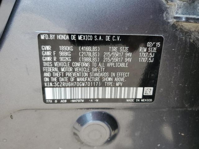 2016 HONDA HR-V EXL 3CZRU6H70GM701171