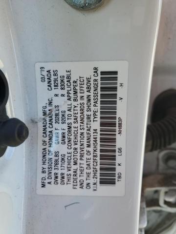 2019 HONDA CIVIC SPOR 2HGFC2F87KH544134