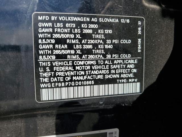 2016 VOLKSWAGEN TOUAREG SP #3310359032