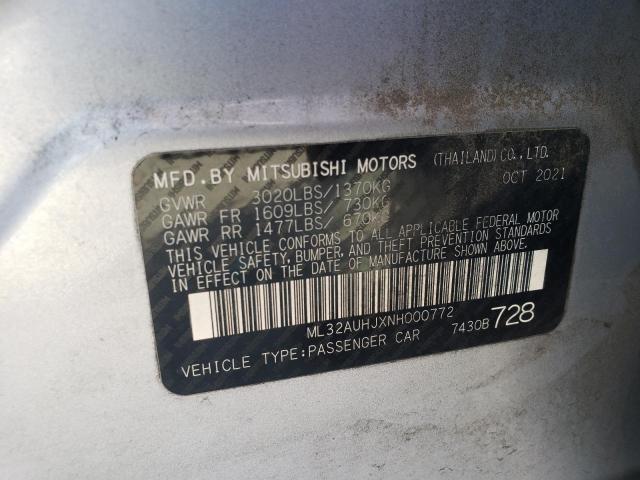 2022 MITSUBISHI MIRAGE ES ML32AUHJXNH000772