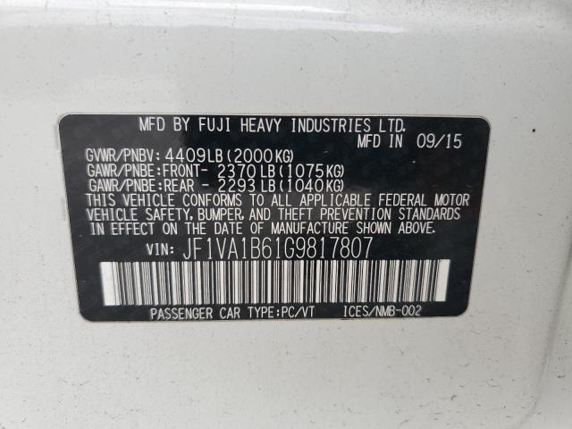 2016 SUBARU WRX JF1VA1B61G9817807