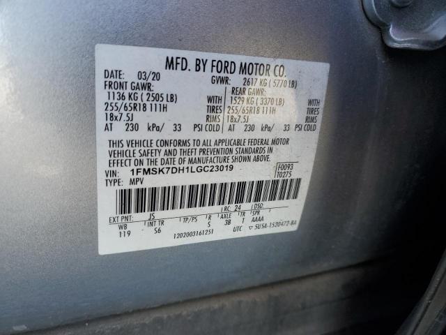 2020 FORD EXPLORER XLT - 1FMSK7DH1LGC23019