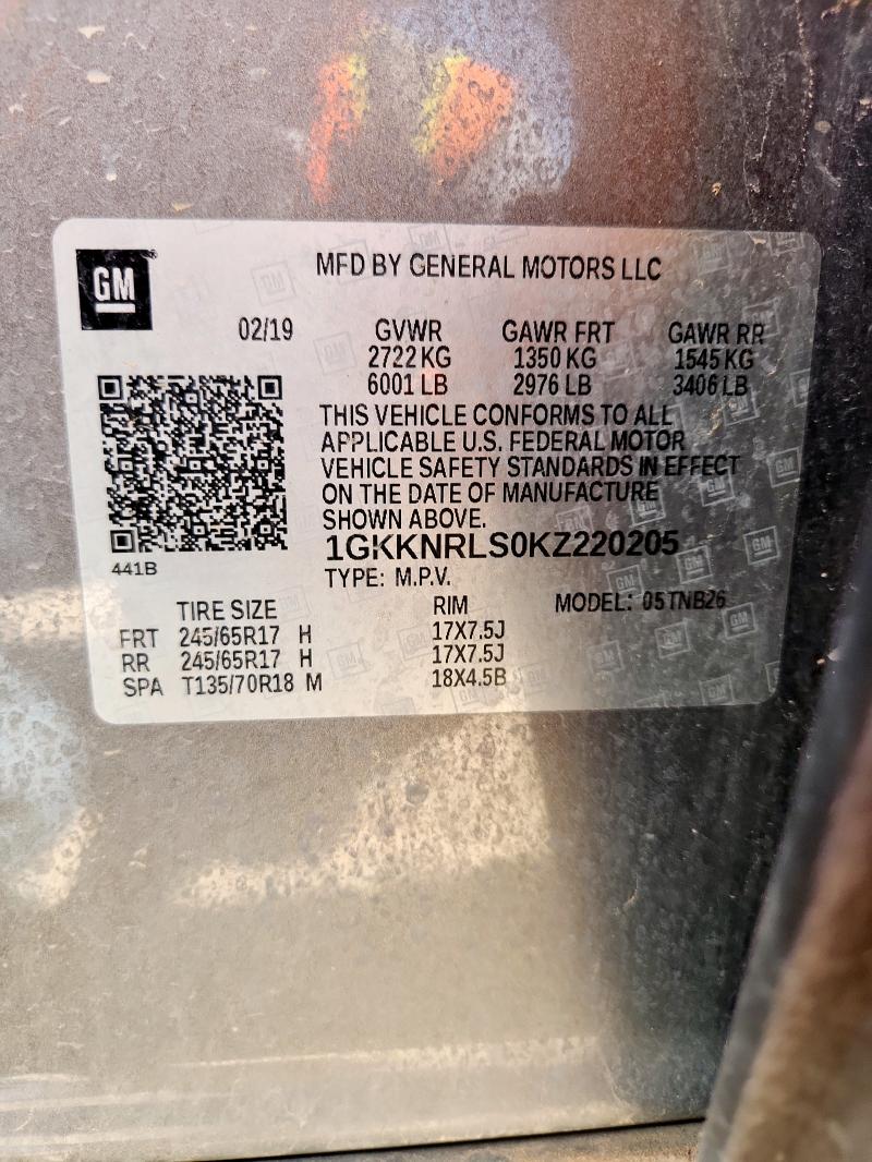 2019 GMC ACADIA SLE 1GKKNRLS0KZ220205