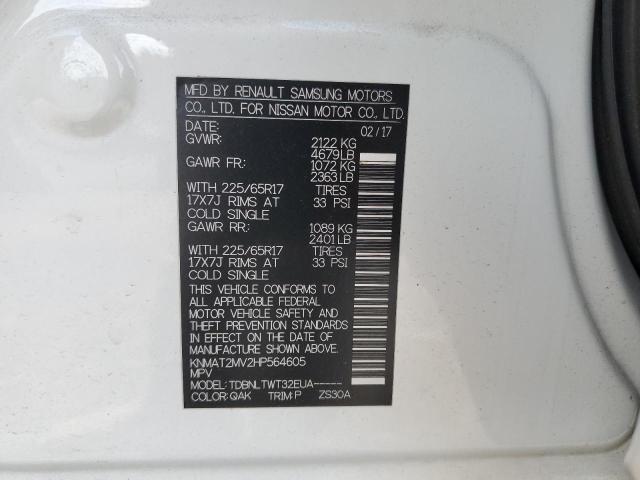 2017 NISSAN ROGUE S KNMAT2MV2HP564605