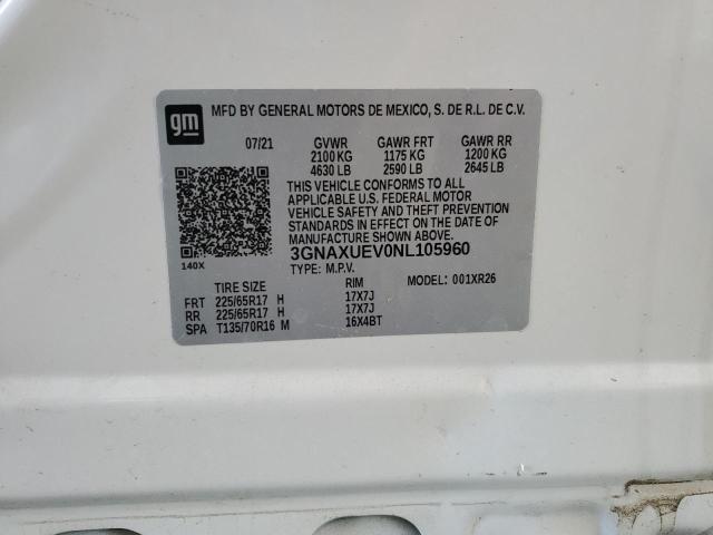 2022 CHEVROLET EQUINOX LT 3GNAXUEV0NL105960