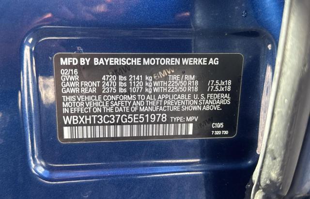 2016 BMW X1 XDRIVE2 WBXHT3C37G5E51978