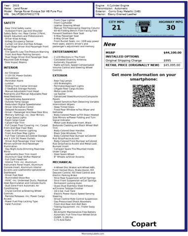 2015 LAND ROVER RANGE ROVE SALVP2BGXFH012778