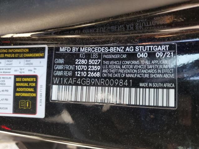 2022 MERCEDES-BENZ C 300 W1KAF4GB9NR009841