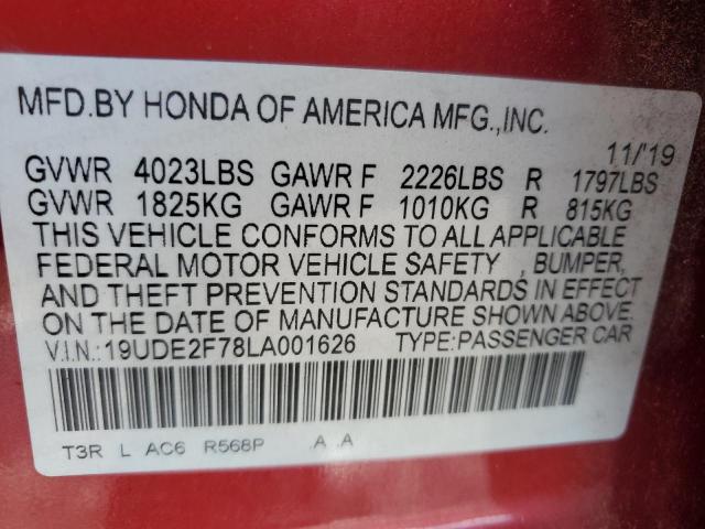 2020 ACURA ILX PREMIU 19UDE2F78LA001626