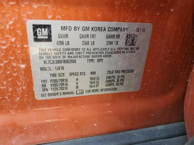 2015 CHEVROLET TRAX 1LT KL7CJLSB6FB062958