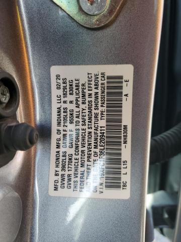 2020 HONDA CIVIC EX 19XFC1F36LE209411