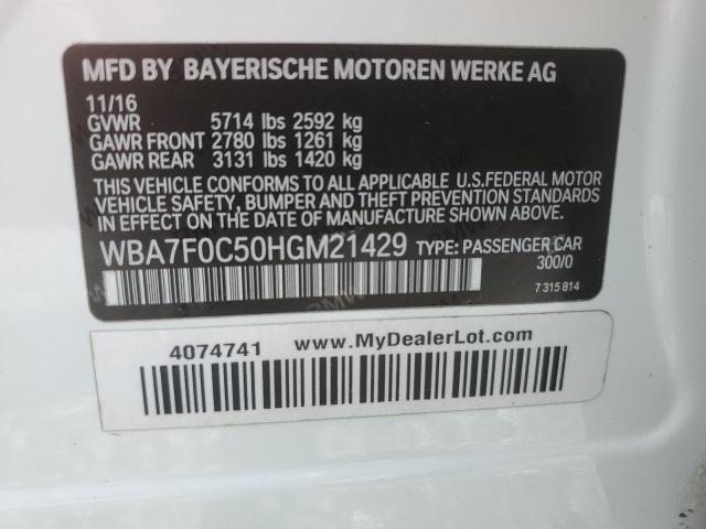 2017 BMW 750 I WBA7F0C50HGM21429