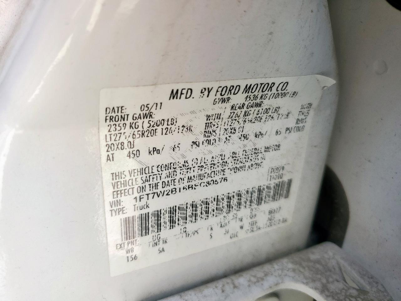 Lot #3259450111 2011 FORD F250 SUPER