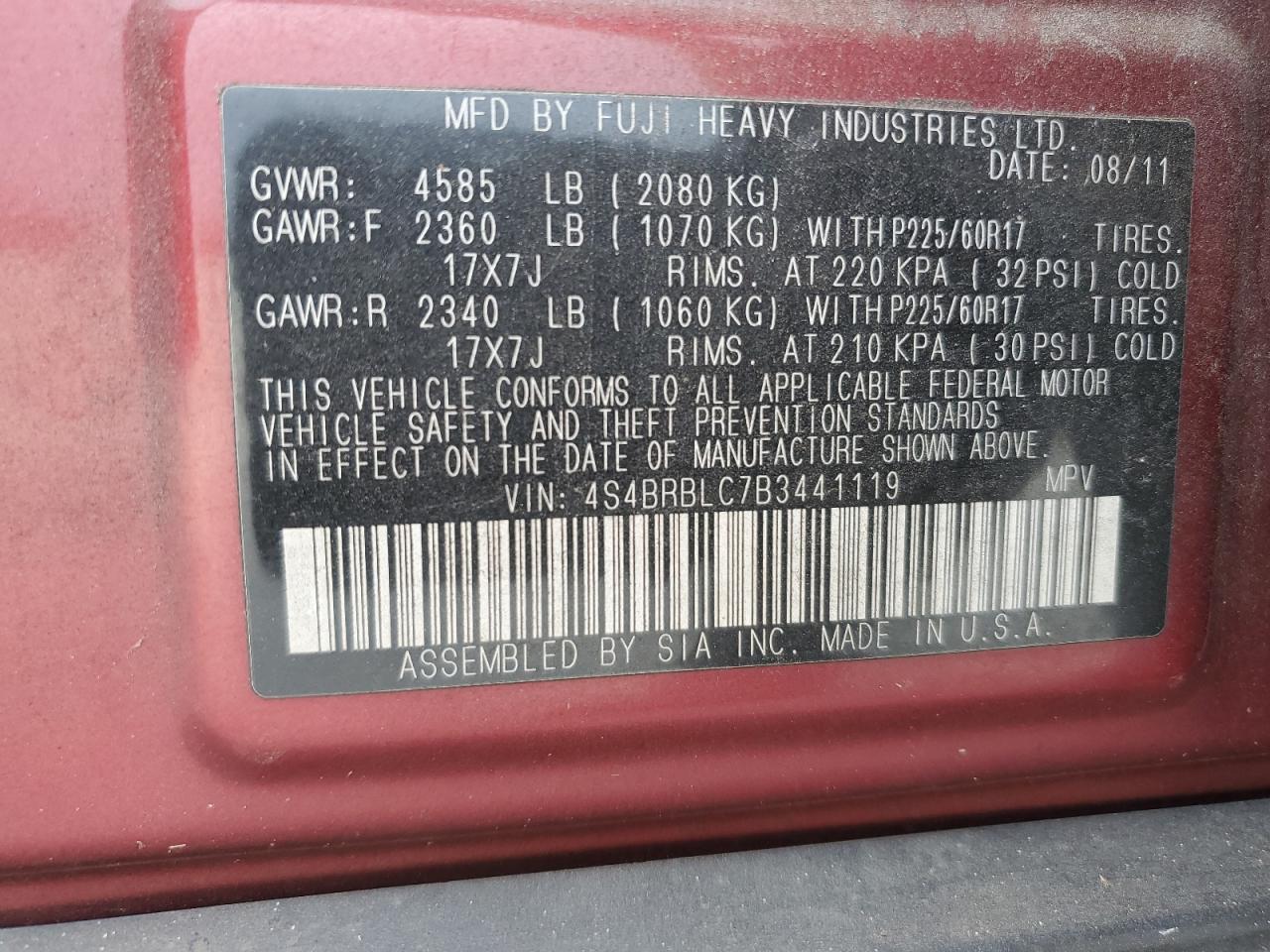 SUBARU OUTBACK 2.5I LIMITED