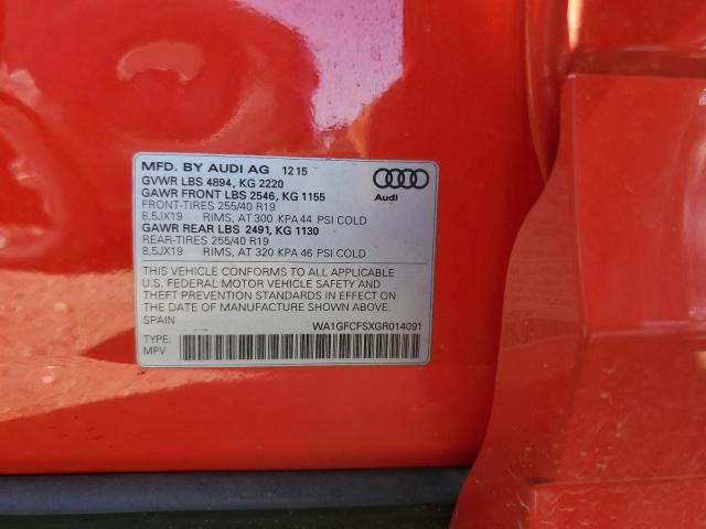 2016 AUDI Q3 PRESTIG WA1GFCFSXGR014091