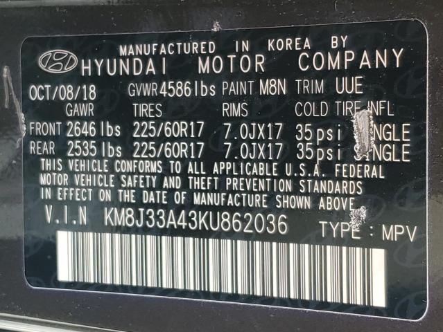 2019 HYUNDAI TUCSON LIMITED KM8J33A43KU862036