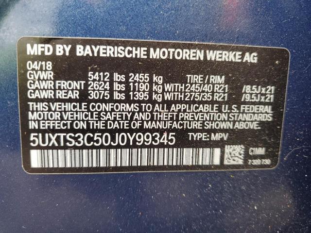 2018 BMW X3 XDRIVEM - 5UXTS3C50J0Y99345