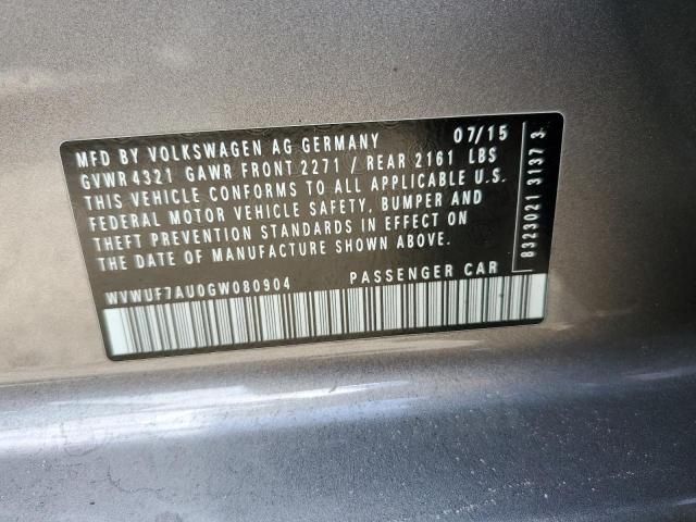 2016 VOLKSWAGEN GOLF R WVWUF7AU0GW080904