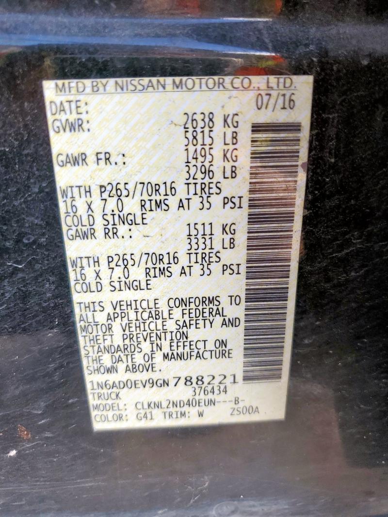 2016 NISSAN FRONTIER S - 1N6AD0EV9GN788221