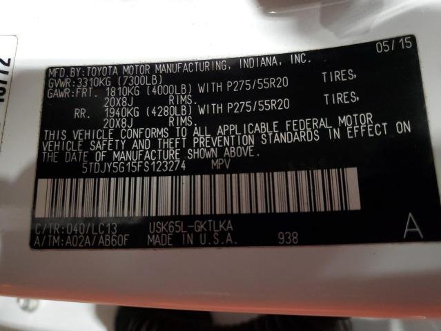 2015 TOYOTA SEQUOIA LIMITED 5TDJY5G15FS123274