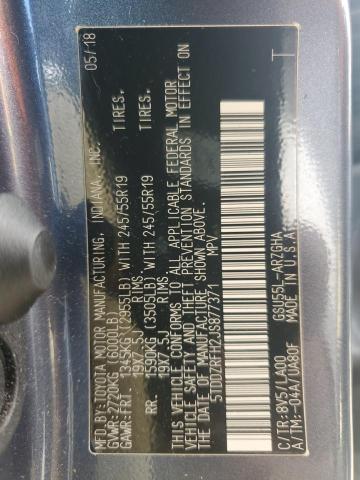 2018 TOYOTA HIGHLANDER LIMITED 5TDDZRFH2JS877371