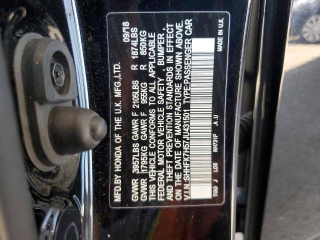 2018 HONDA CIVIC EX SHHFK7H57JU431501
