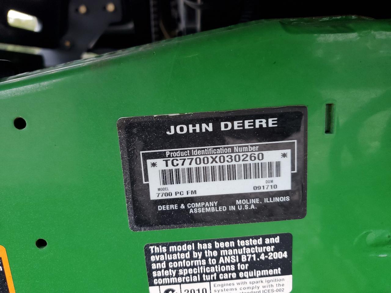 Lot #3260610072 2010 JOHN DEERE UNKNOWN