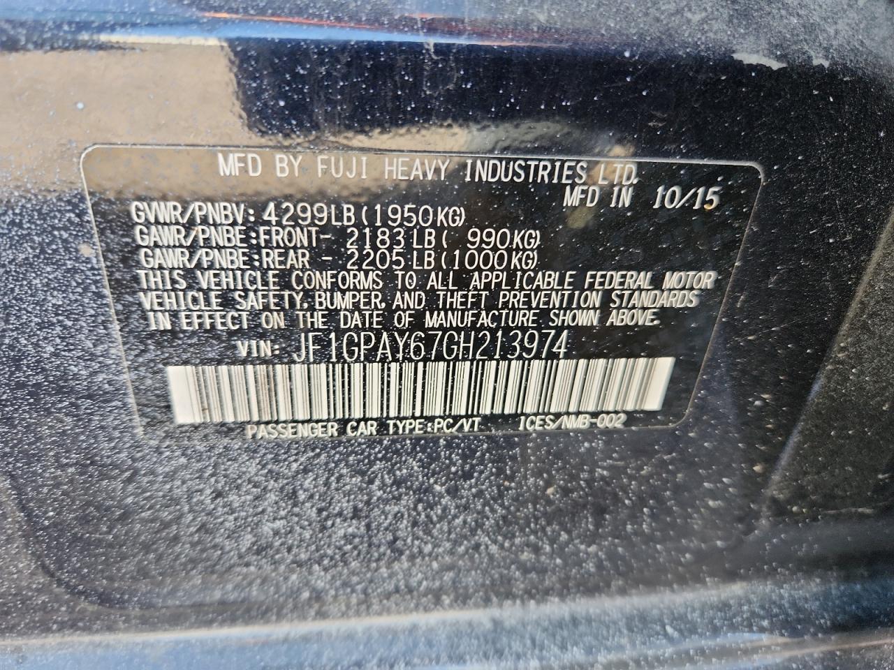 SUBARU IMPREZA SPORT LIMITED