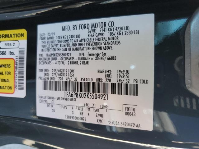 2019 FORD MUSTANG BULLITT 1FA6P8K02K5504921