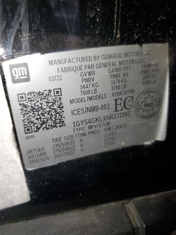 2022 CADILLAC ESCALADE S 1GYS4GKLXNR231661