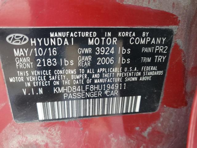 2017 HYUNDAI ELANTRA SE - KMHD84LF8HU194911