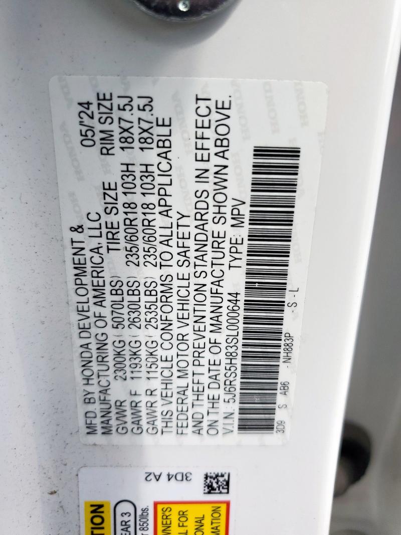 2025 HONDA CR-V SPORT-L 5J6RS5H83SL000644