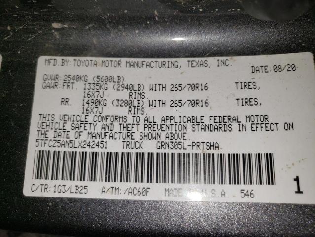 2020 TOYOTA TACOMA DOU 5TFCZ5AN5LX242451