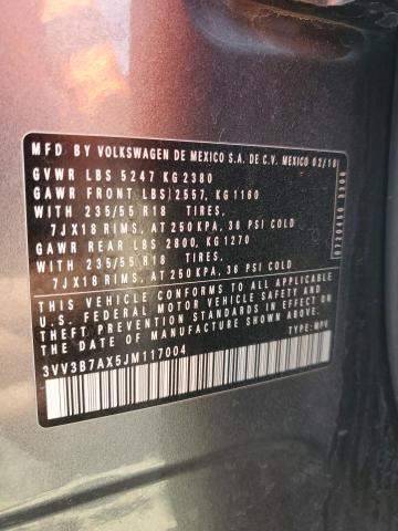 2018 VOLKSWAGEN TIGUAN SE 3VV3B7AX5JM117004