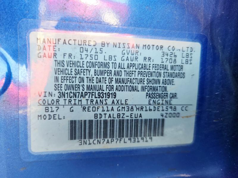 2015 NISSAN VERSA s - 3N1CN7AP7FL931919