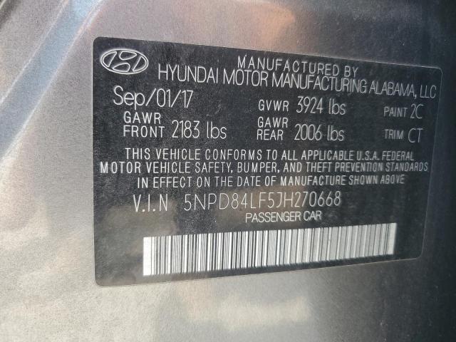 2018 HYUNDAI ELANTRA 5NPD84LF5JH270668