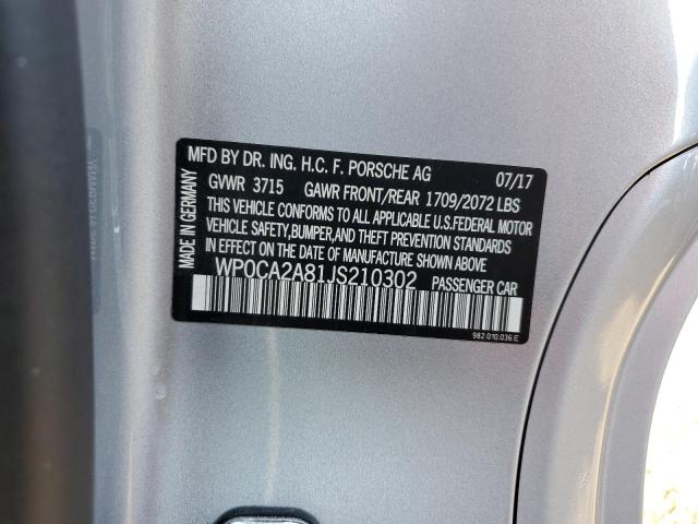 2018 PORSCHE BOXSTER WP0CA2A81JS210302