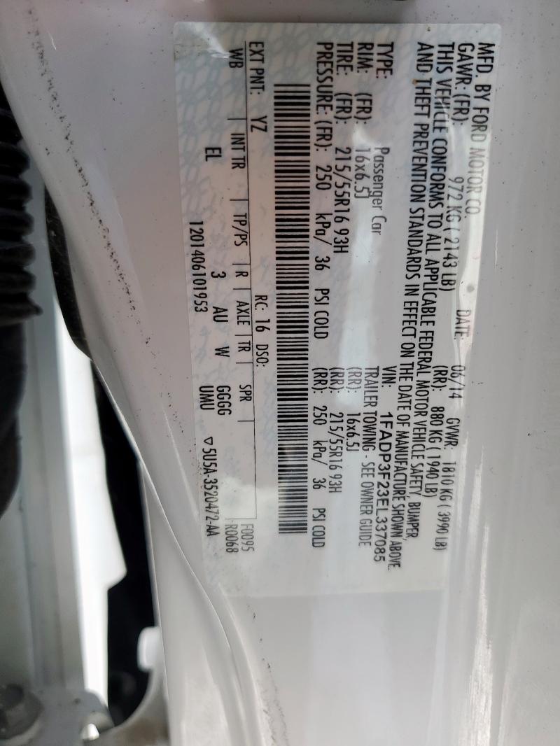 2014 FORD FOCUS SE - 1FADP3F23EL337085