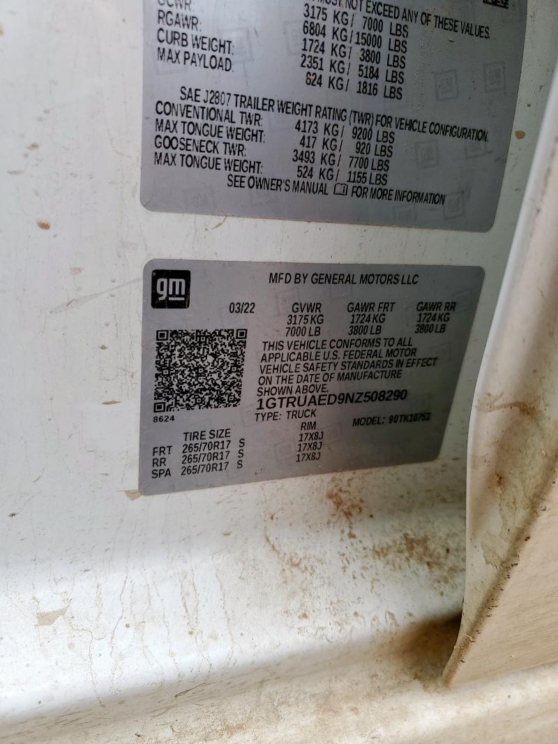 2022 GMC SIERRA K15 1GTRUAED9NZ508290