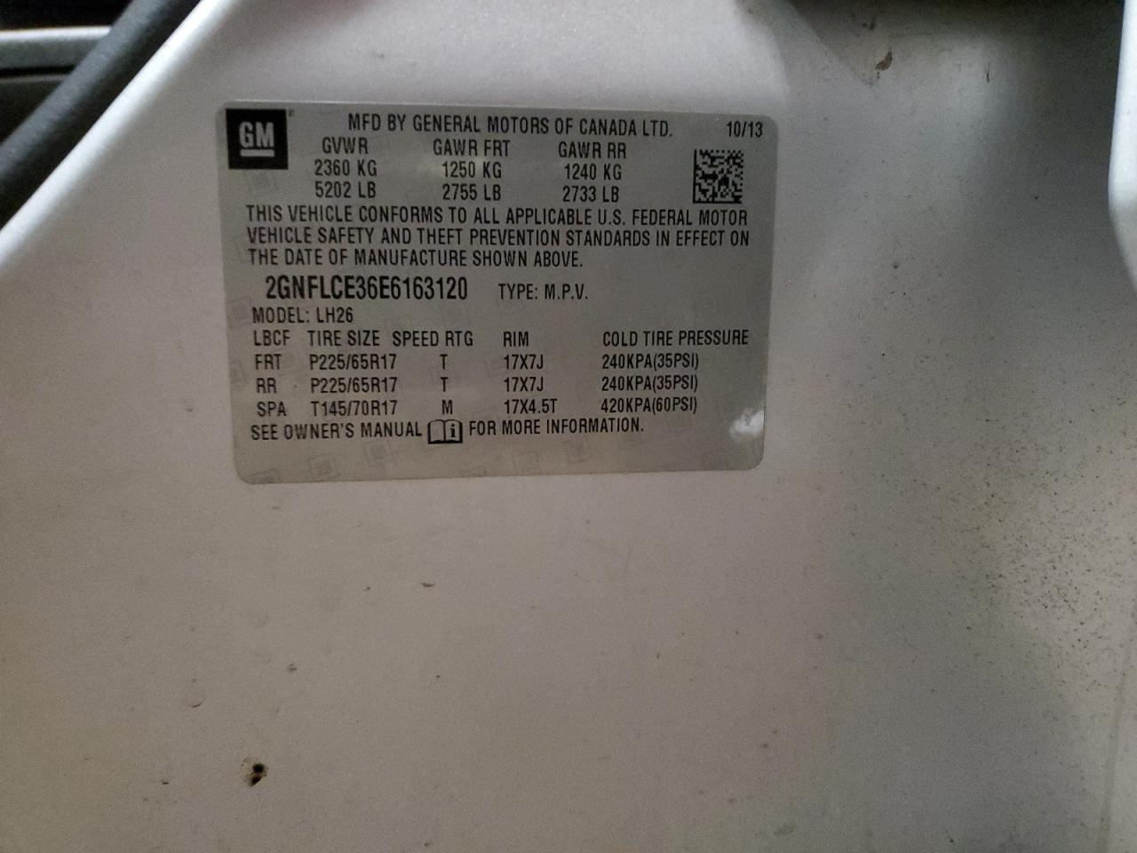 Lot #3303632931 2014 CHEVROLET EQUINOX LT