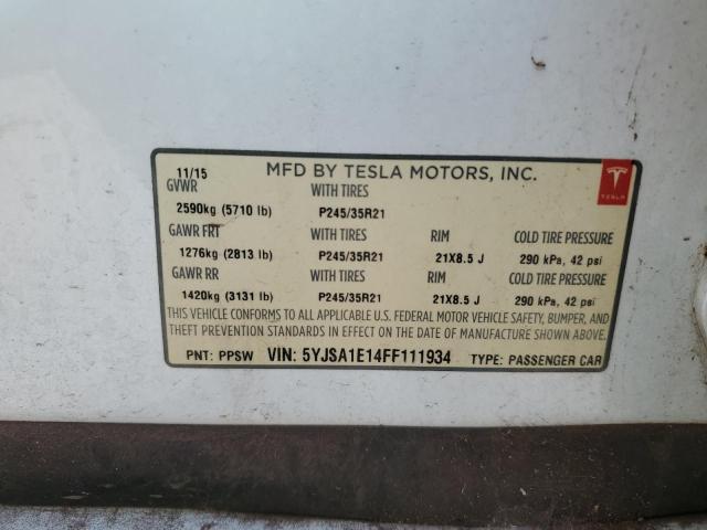 2015 TESLA MODEL S #3305054971